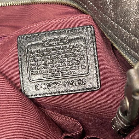 Coach Metallic Shoulder Bag In Dark Silver/Grey. - Picture 8 of 14